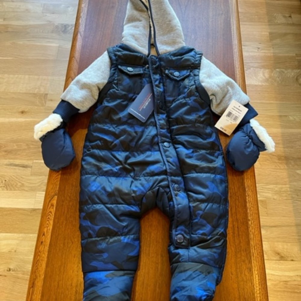 NWT Urban Republic Baby Boy's Faux Fur Lined Camo Quilted Footie Snowsuit 6 mo